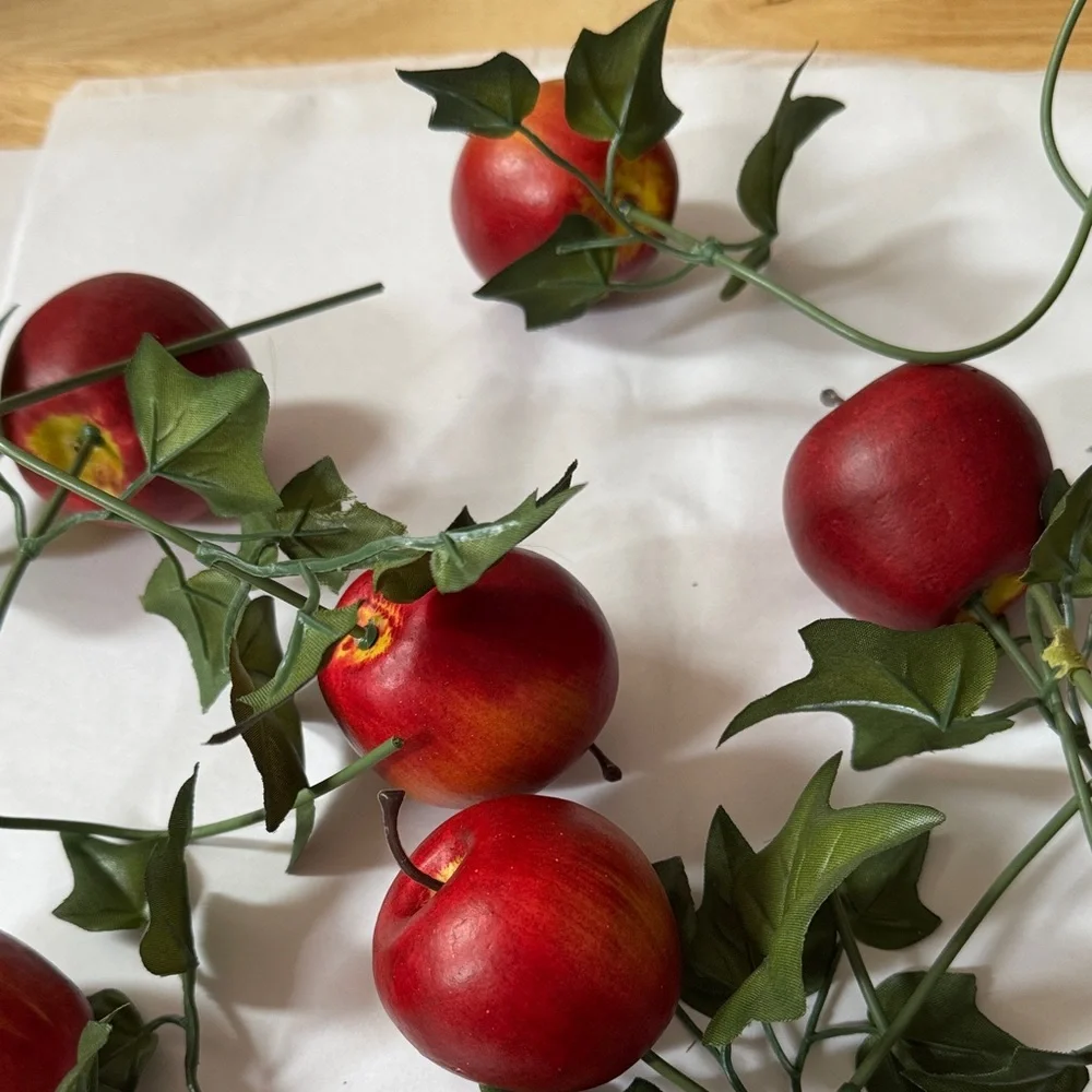 Festive Red Apple ornament real like can be added to Garland 15 count